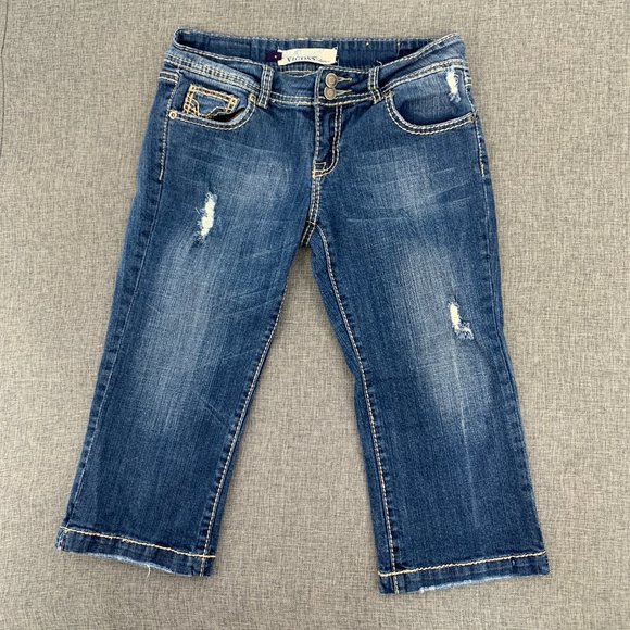 VIGOSS Collection Capri‎ Denim Jeans Distressed 98% Cotton 2% Spandex Size 5 - Picture 1 of 13